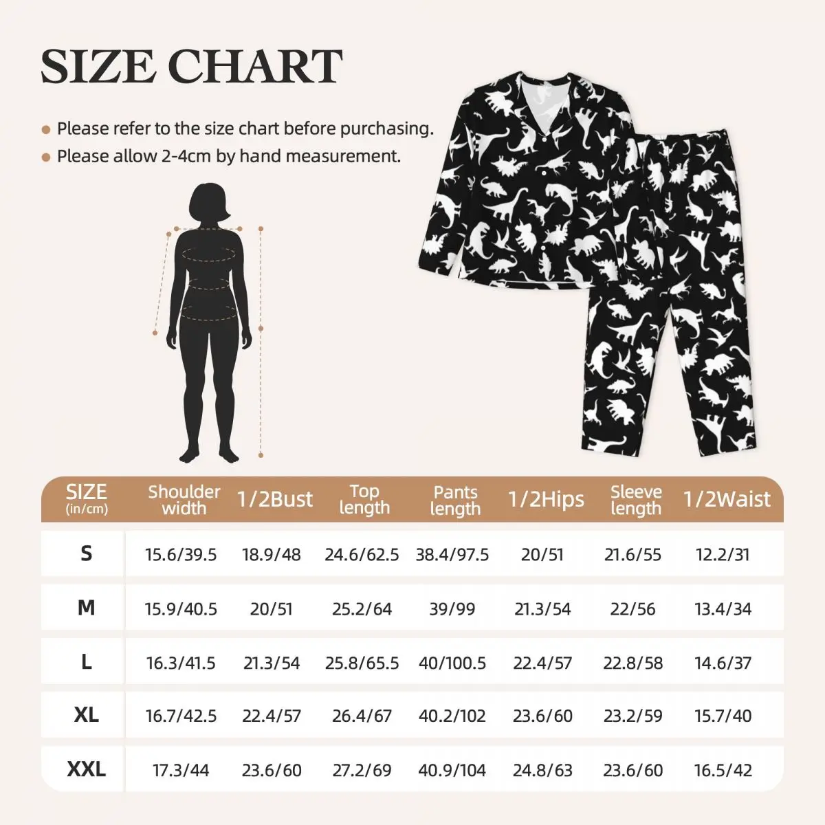 White Dinosaur Print Sleepwear Autumn Funny Animal Casual Oversized Pajama Set Womens Long Sleeves Cute Sleep Design Nightwear