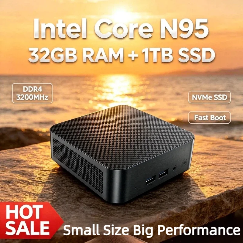 2026 Intel N95 Mini Host 16GB DDR4 512GB NVMe SSD Triple 4K UHD HDMI WiFi6 BT5.2 Silent Cooling Desktop PC Office Home New