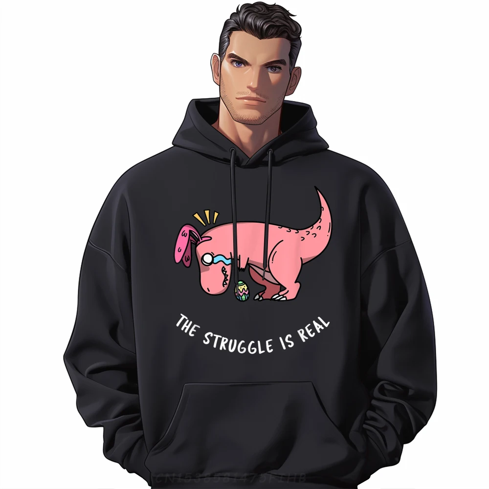 

Loose Mens Hoodies Bunny The Struggle Is Real Vintage Sweatshirt Long Sleeve Casual Hoodies O-Neck