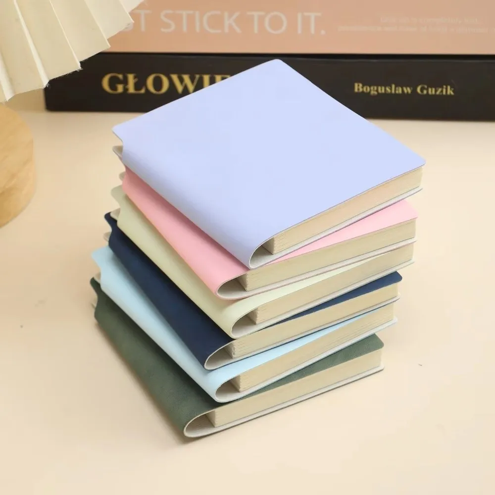 Portable Mini Blank Notebook Compact Soft Leather Pocket Notebook 98 Sheets/196 Pages Thickened Square Notebook