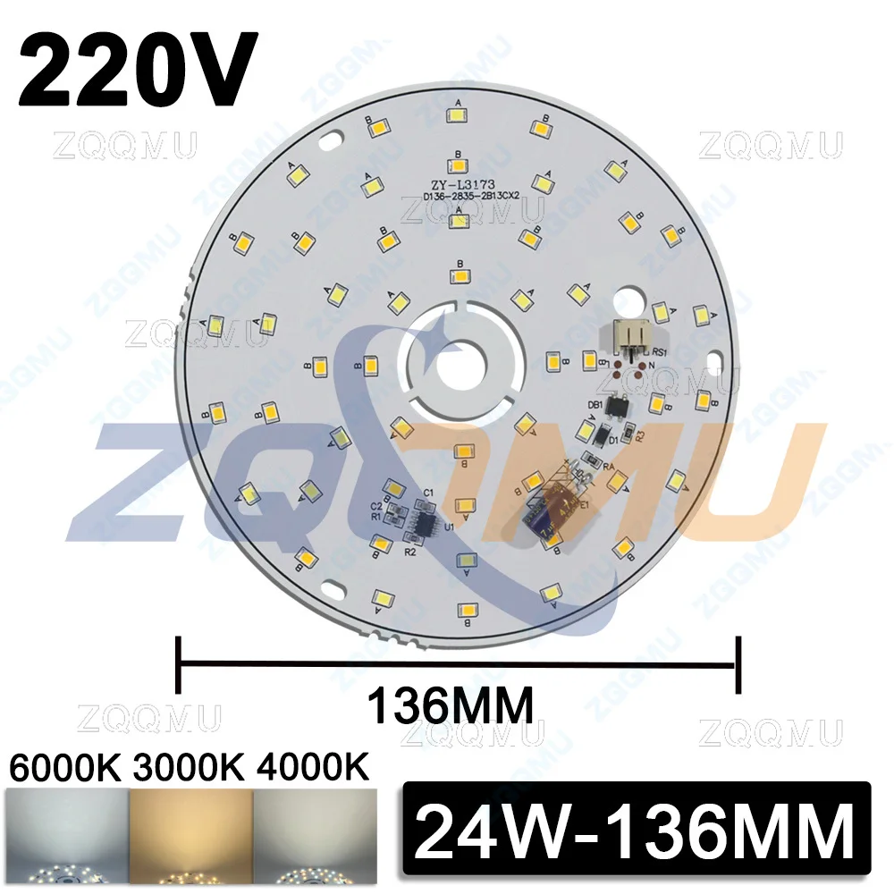 LED Chip Module 6W 12W 24W 36W AC220V PCB Board Driver-Free Downlight Lamp DIY Home Lighting Source AC Direct Connection
