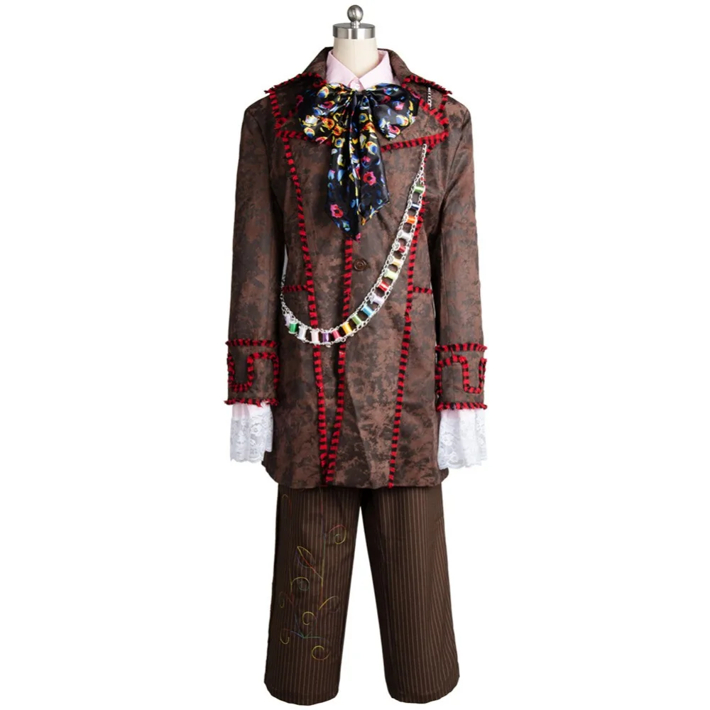 Alice Johnny Depp Mad Cosplay Hatter Costume Adult Men Halloween Carnival Jacket Pants Tie Costume Suit