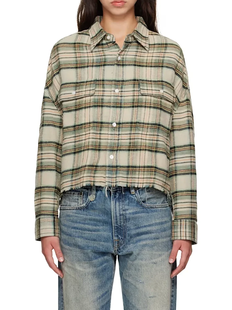 

Women's clothing Y2K autumn and winter plaid oversized cotton with fur trim Women shirts 2025 loose-fitting new style Women top