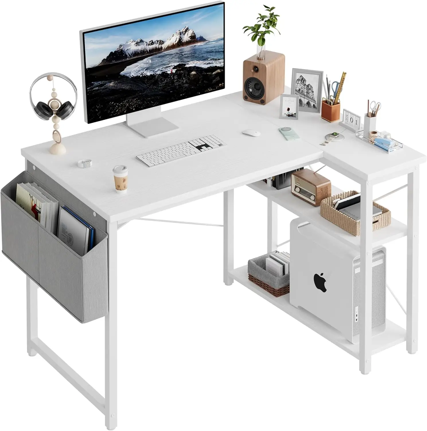 

40 Inch Small Corner Desk With Storage Bag, Gaming Desk Computer Table