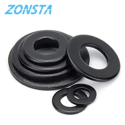 Grade 8.8 Black Carbon Steel Flat Washer M2 M2.5 M3 M4 M5 M6 M8 M10 M12 M14 M16 M18-M45 Plain Gasket Pad Ring Spacer Shim GB97