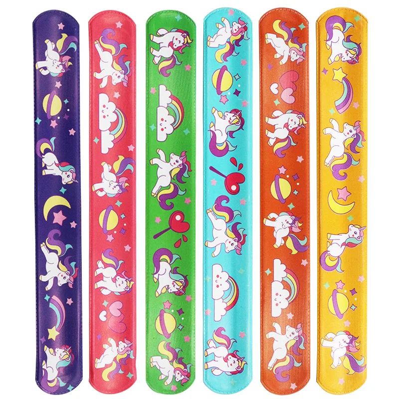 

5/10pcs Cartoon Unicorn Slap Bracelets Baby Shower Mermaid Dinosaur Woodland Birthday Party Wristband Toys Gift Kids Favor