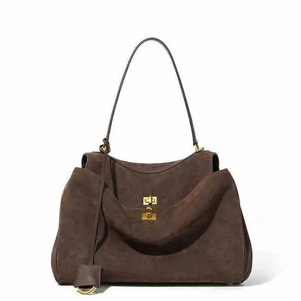 

Frosted Rodeo Suede Tote Bag, Autumn Winter Vegetable Leather, Vintage Kelly Shoulder Crossbody Handbag