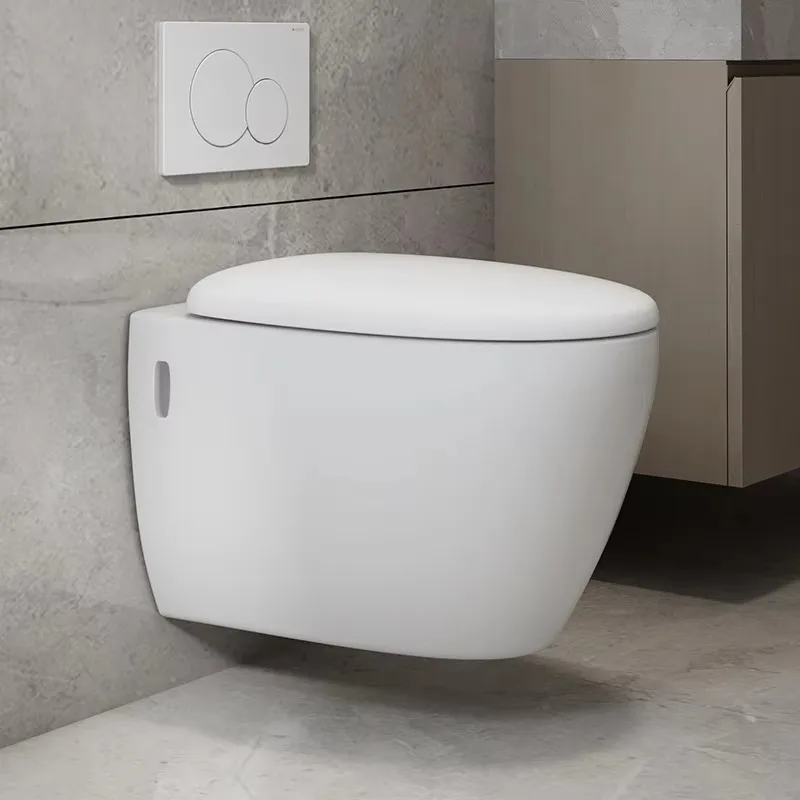 Water Saving Bathroom Wall-Hung Ceramic WC Smart Toilet with Air-drying Cyclone Flushing Modern Design 350mm Mix. Pit Spacing