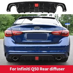 For Infiniti Q50 2018 2019 2020 2021 2022 Rear Diffuser Bumper Lip Carbon Fiber Look / Black Boot Bracket Spoiler Car Styling