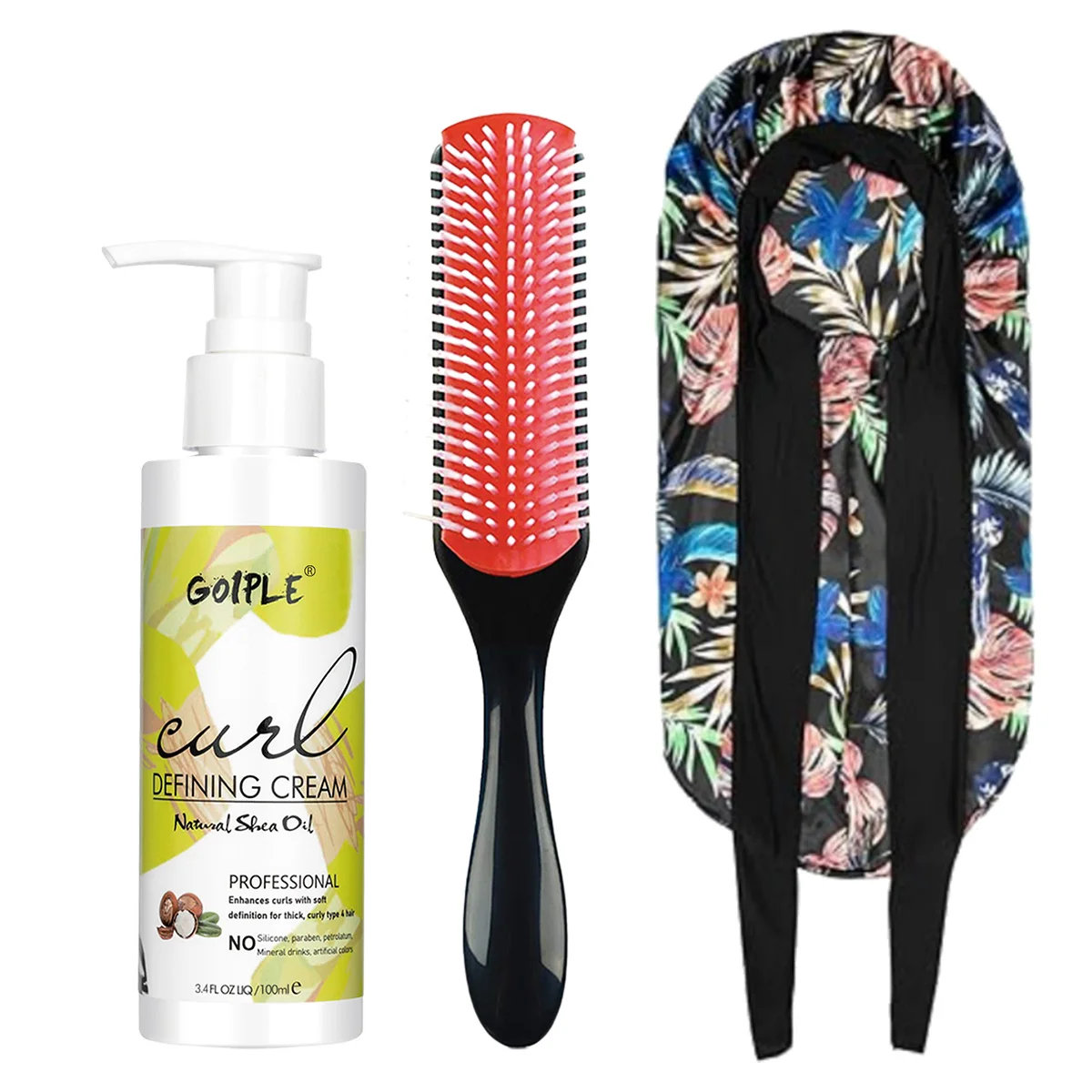 Curl Defining Cream，Control Frizz Curls Lotion for Wavy Hair，Add Shine and Moisturizing Styling Curl Enhancer and Brush Seep Cap