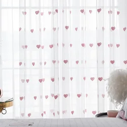 1PC Koreaanse Prinses Stijl Roze Liefde Sheer Gordijn Voor Kinderkamer, woonkamer Slaapkamer, Leuke Thuis Venster Tule Gordijn-Haak