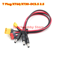 Amass XT60 XT30 T Plug to Male DC5.5 2.5 Adapter Cable 10A for Fatshark Dominator Aomway FPV Goggles Battery RC Racing Drones