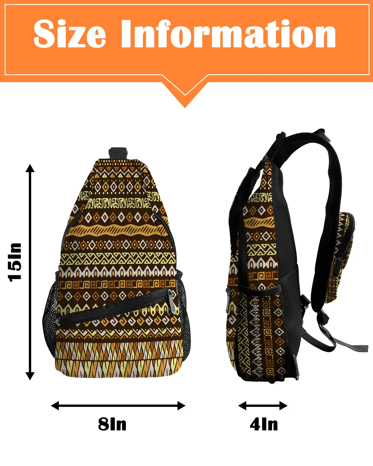 African Tribal Pattern Chest Bag for Men Casual Sports Shoulder Bag Women's Travel Waterproof Messenger Bag