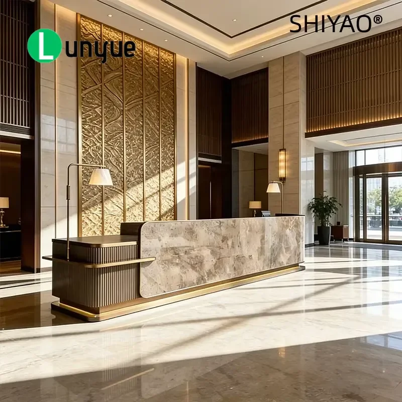 Luxury Commercial Reception Desk Full Styling Design Checkout Counter for Office Hotel Medical Beauty Center Front Desk