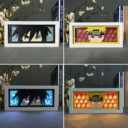 Animation Naruto Paper Cuttings Lamp Toy Led Paper Carving Night Light Uchiha Hatake Character 3d Lamp Picture Frame Decoration