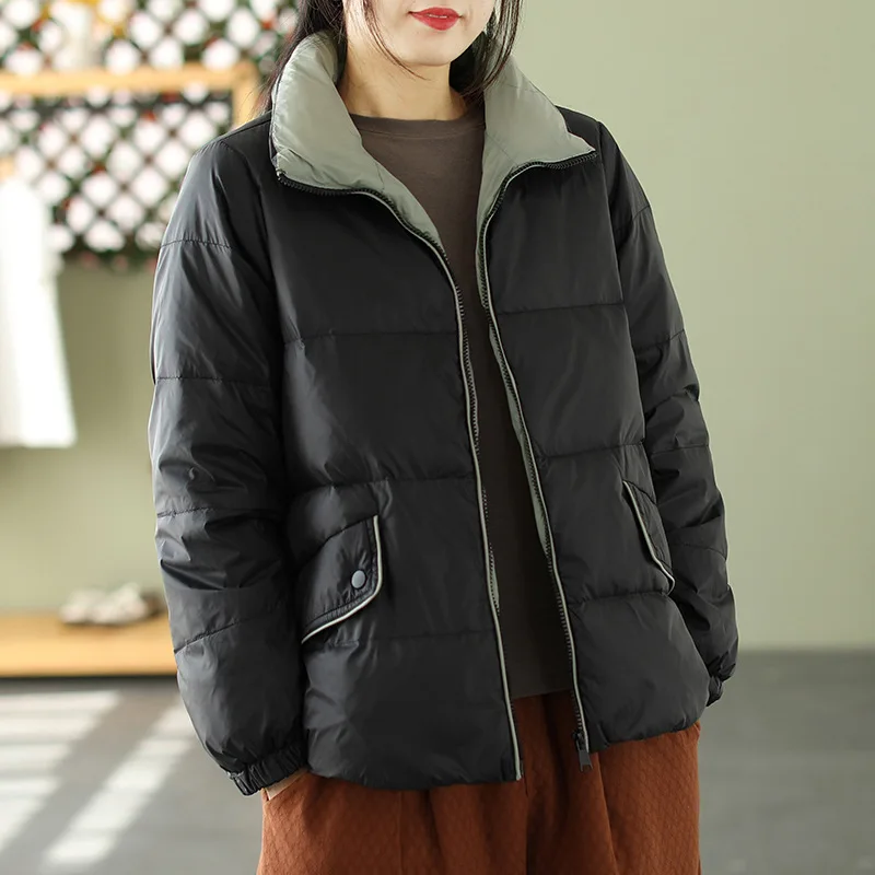 2023 Autumn Winter Women Short Oversize Down Coat Warm Light White Duck Down Jacket Ladies Casual Loose Puffer Parkas Outwears