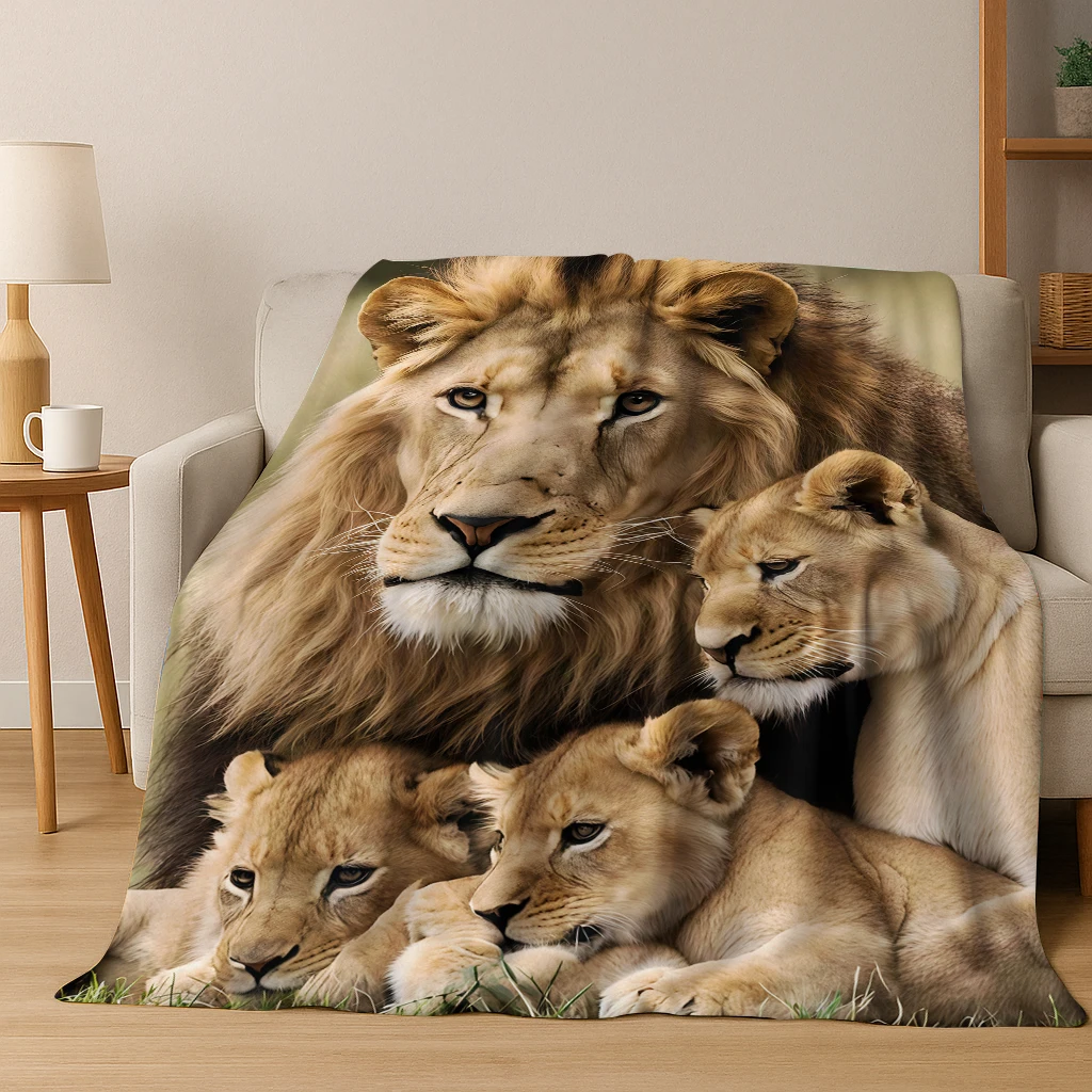 3D-Traumlöwe-Tier-Cartoon-Flanelldecke, weiche warme Decke für Schlafzimmer, Wohnzimmer, Bett, Büro, Reisen, Camping, Picknick