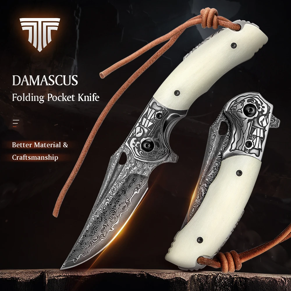 

TRIVISA EDC Pocket Folding Knife For man, Camping Hunt Hiking Outdoor High quality Survival Cool Tool
