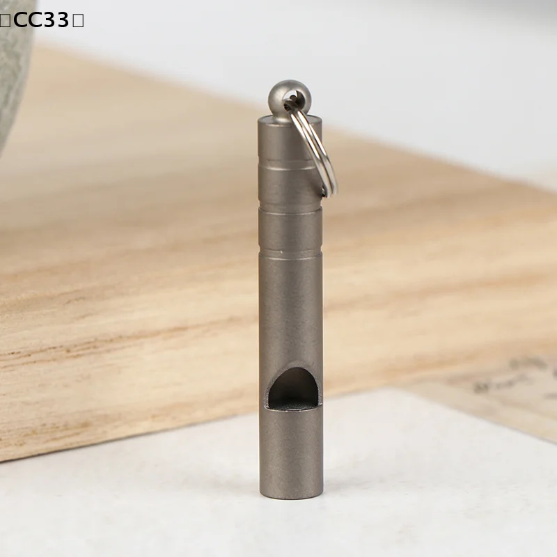 Pure Titanium Single-Barrel Whistle With Cord Outdoor Portable Emergency Survival Camping Hiking Exploring Camping Whistle〔CC33〕