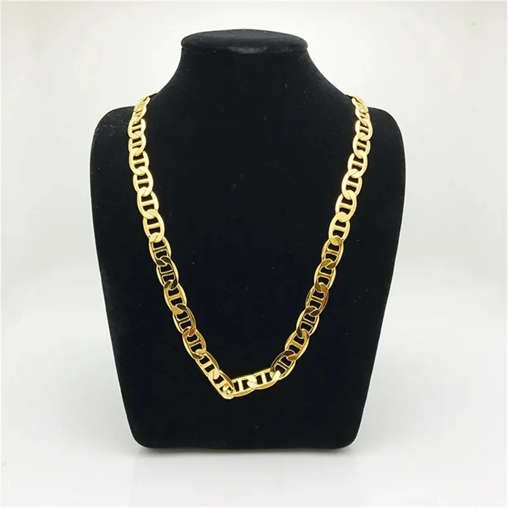 Gold Plated Z Shape Figure 8 Side Necklace Jewelry Gifts for Men and Women 8mm 50cm