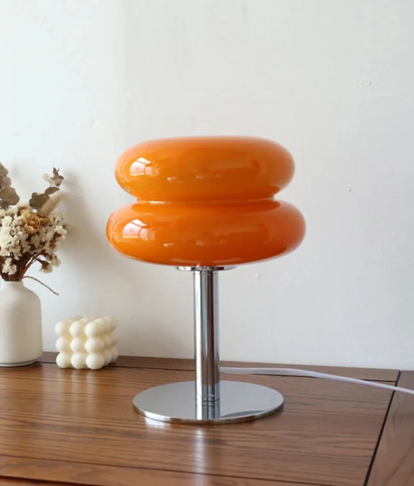 マカロンガラステーブルランプ三色調光リビングルーム雰囲気ランプ目の保護ナイトライト女の子の寝室のベッドサイドの装飾