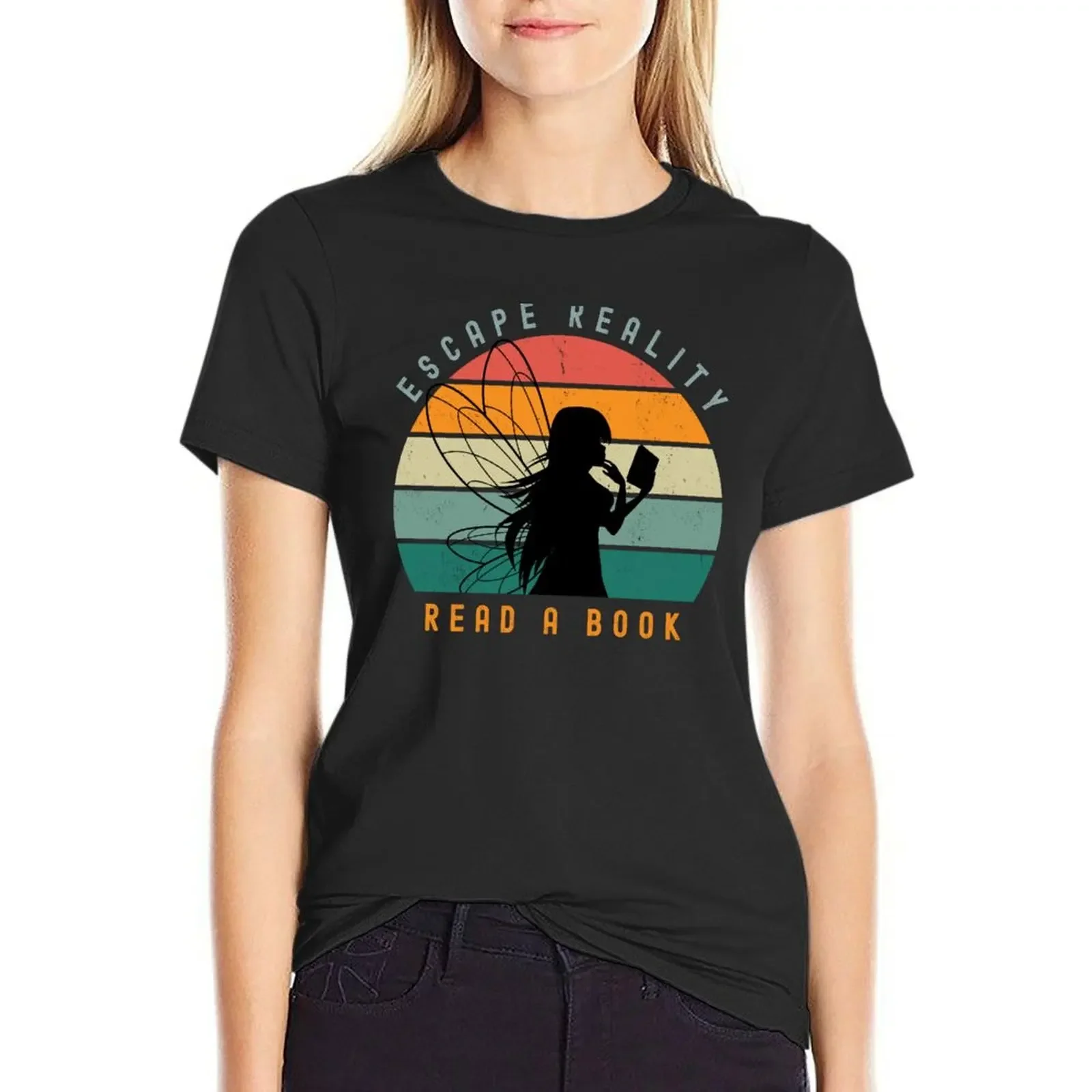 

Escape Reality and Read a Book T-Shirt plain tees sublime t shirts for Women graphic