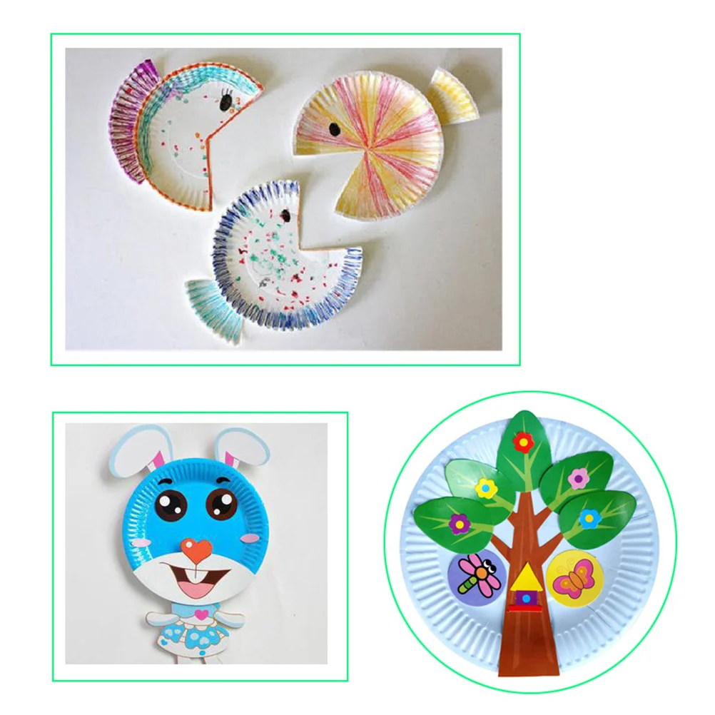 

60Pcs Disposable Kids Painting Plates Colorful Paper Trays DIY Hand Drawing Art Creativity Craft Supplies DIY Pulp Plates