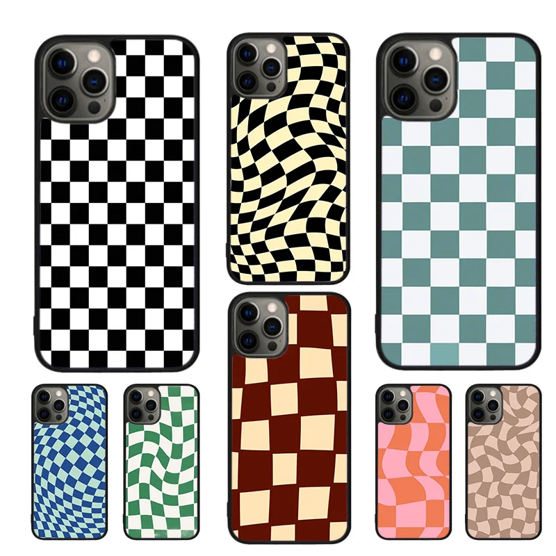 Crazy Checkered Mobile Phone Cases Cover For iPhone 15 14 12 13 mini 11 Pro MAX XR XS apple 6 7 8 Plus SE2020 Coque