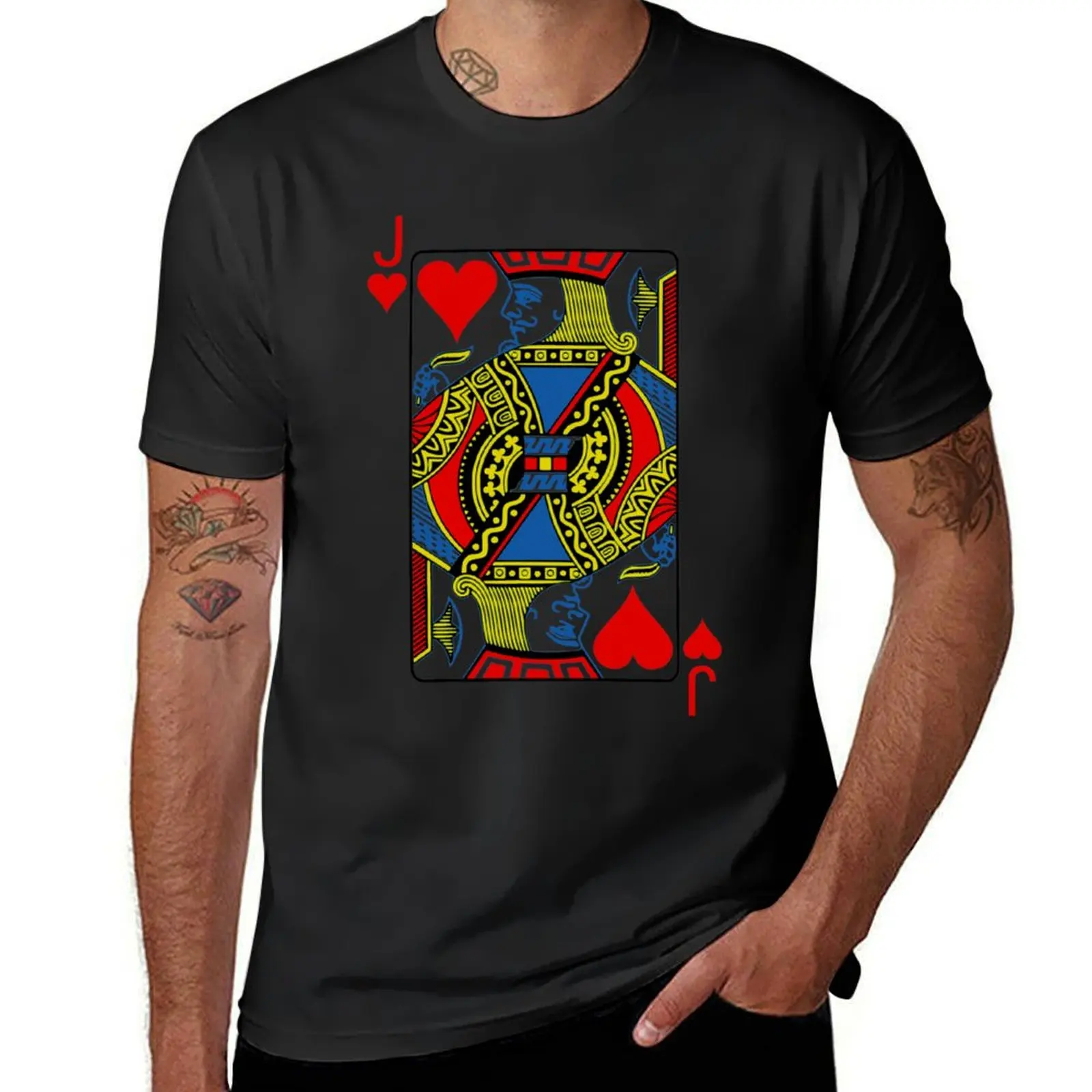 Jack Of Hearts Playing Cards Poker T-Shirt Short sleeve tee plus sizes oversizeds mens t shirts