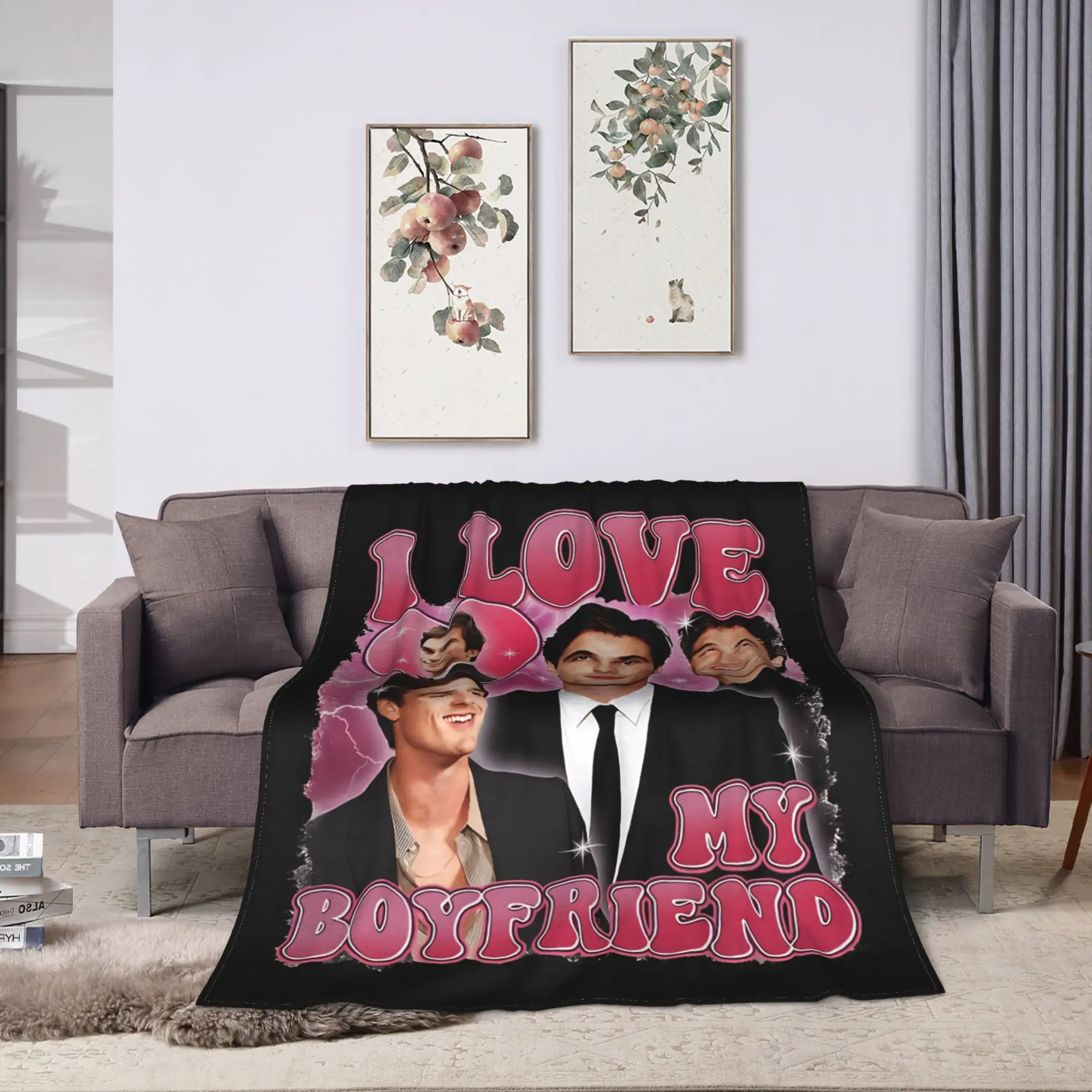 Jacob Elordi I Love My Boyfriend Plush Blanket Child  Flannel Throw Blanket For Living Room Soft Design Quality Gift Idea