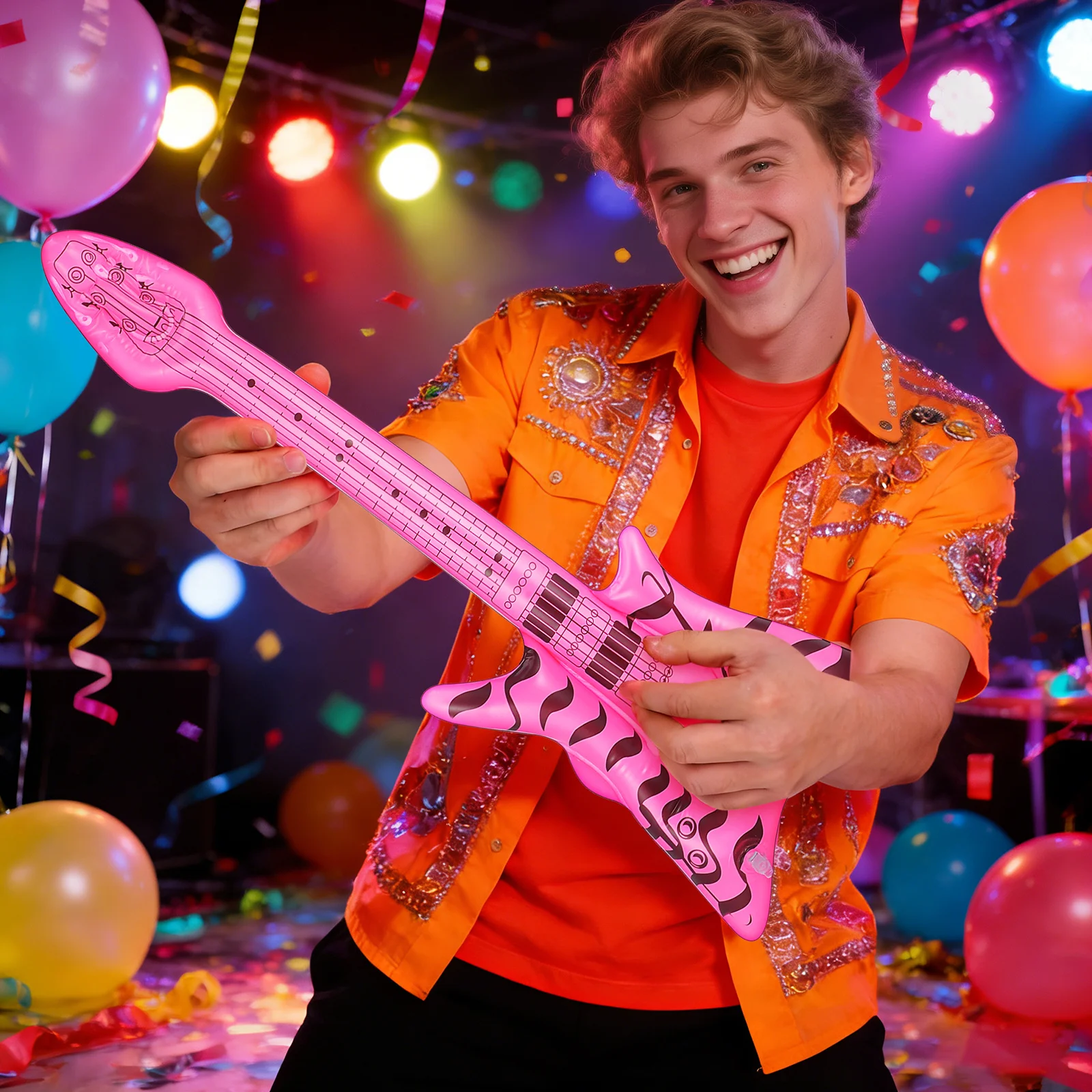 

Premium Inflatable Guitar for Musical Party Decoration Stage Prop Blow Up Instrument for Kids Adults Fun Role Play Portable