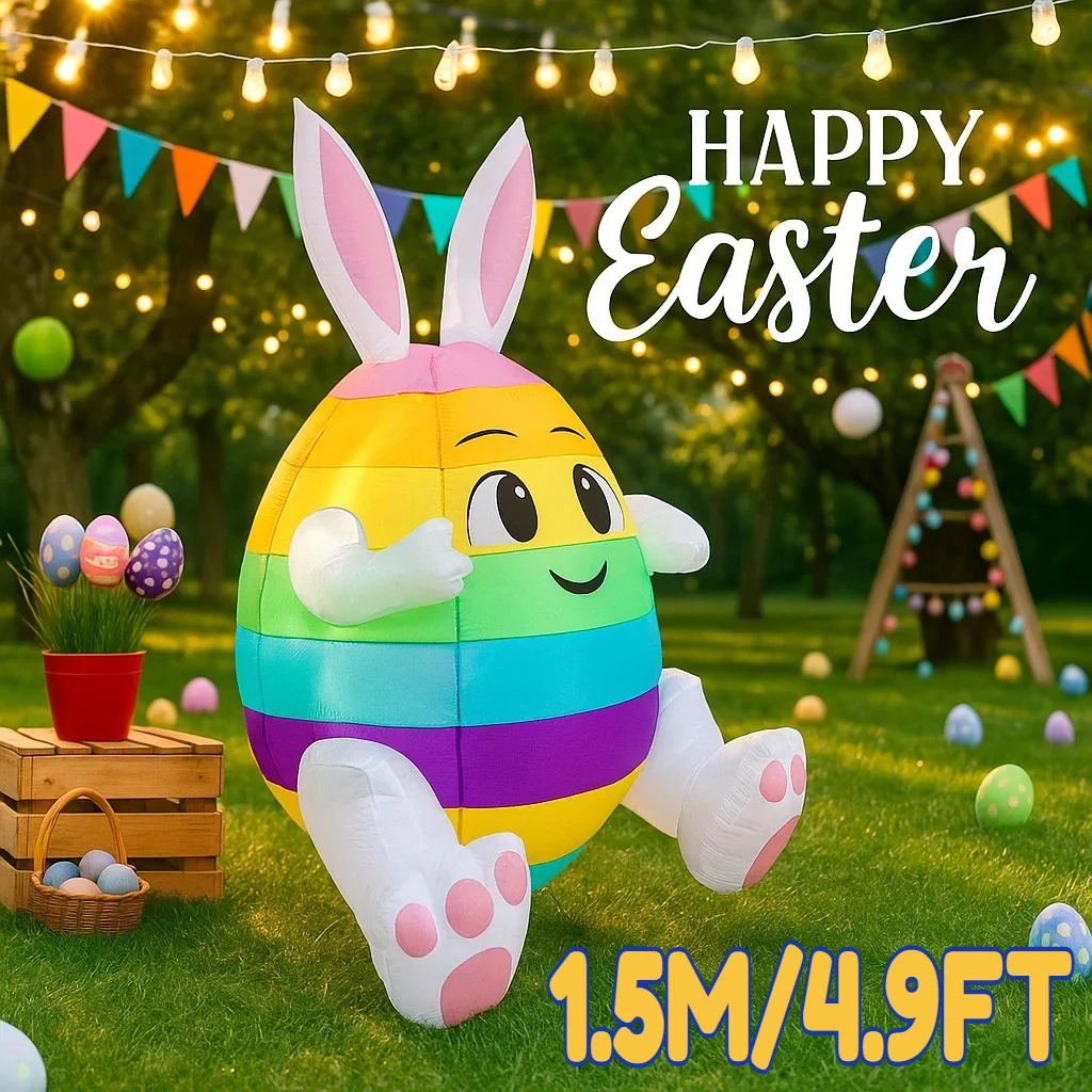 

1,5 м/4,9 футов DIY пасхальная надувная игрушка кролик Радужное яйцо Декор со светодиодной подсветкой орнамент подарок для открытого сада, двора, праздника