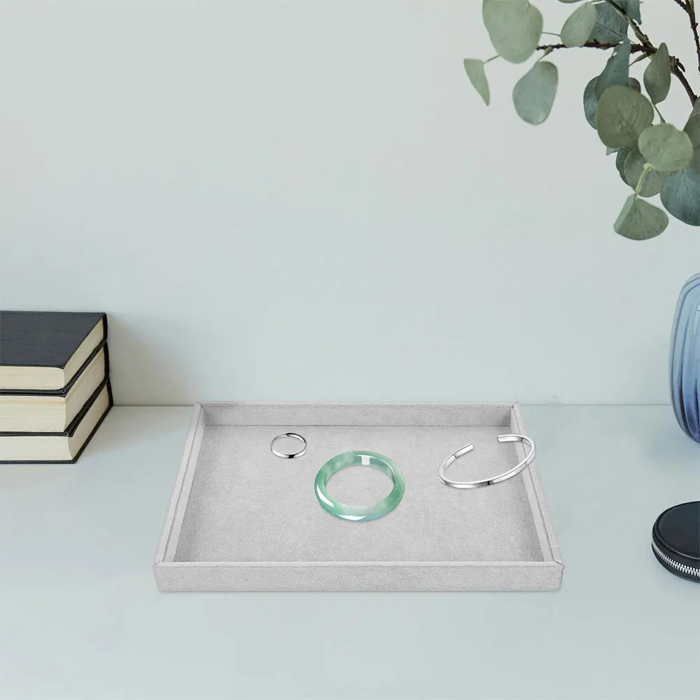 

Jewelry Organizer Tray with Soft Fabric Surface - Multi-Store Earring Necklace Bracelet Holder for Dresser Vanity Table Top