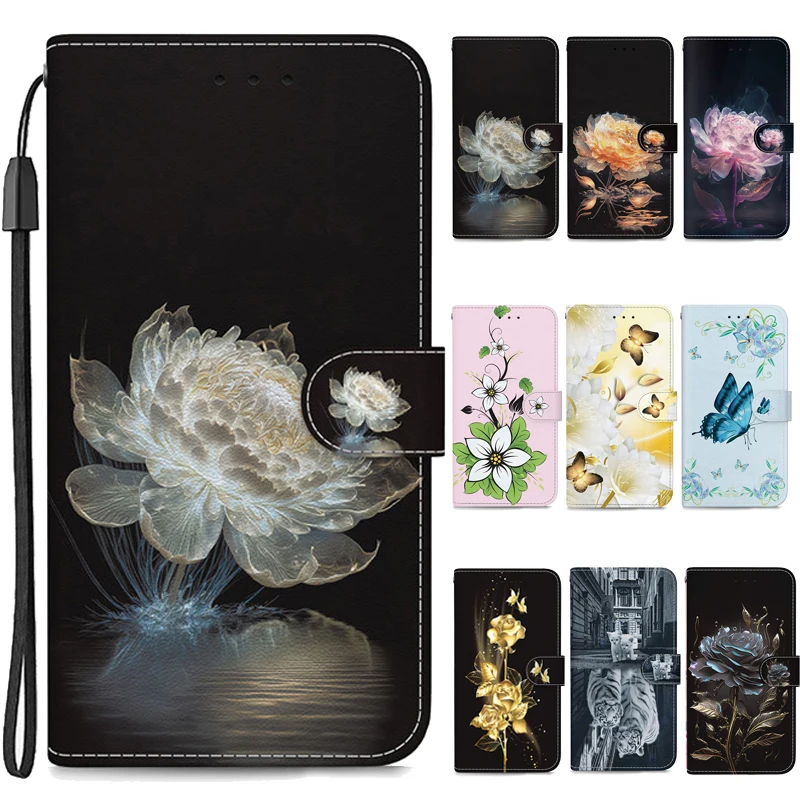 Capa para apple iphone 6 6s 7 8 plus 11 pro xs max xr se 2022 2020 se2 se3 9 couro flip suporte capa de telefone flor bonito capa