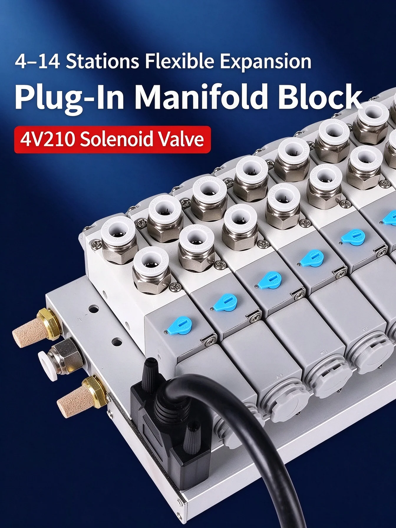 Bank Pneumatic Island Multi-Station Module for Automation 24V 4V110-06 Solenoid Valve Manifold Integrated Valve