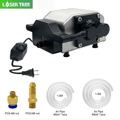 Bomba de ar laser tree 26l/min, bico de metal, baixo ruído, alta velocidade, compressor de ar totalmente metálico para assistência de ar, módulo laser, ferramentas de madeira