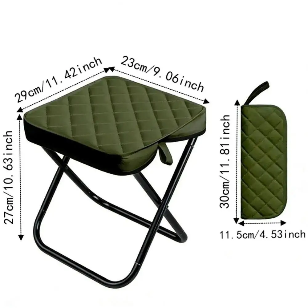 1pc Portable Folding Stool with Zipper Handle Outdoor Fishing Camping Picnic Diamond Pattern Chair