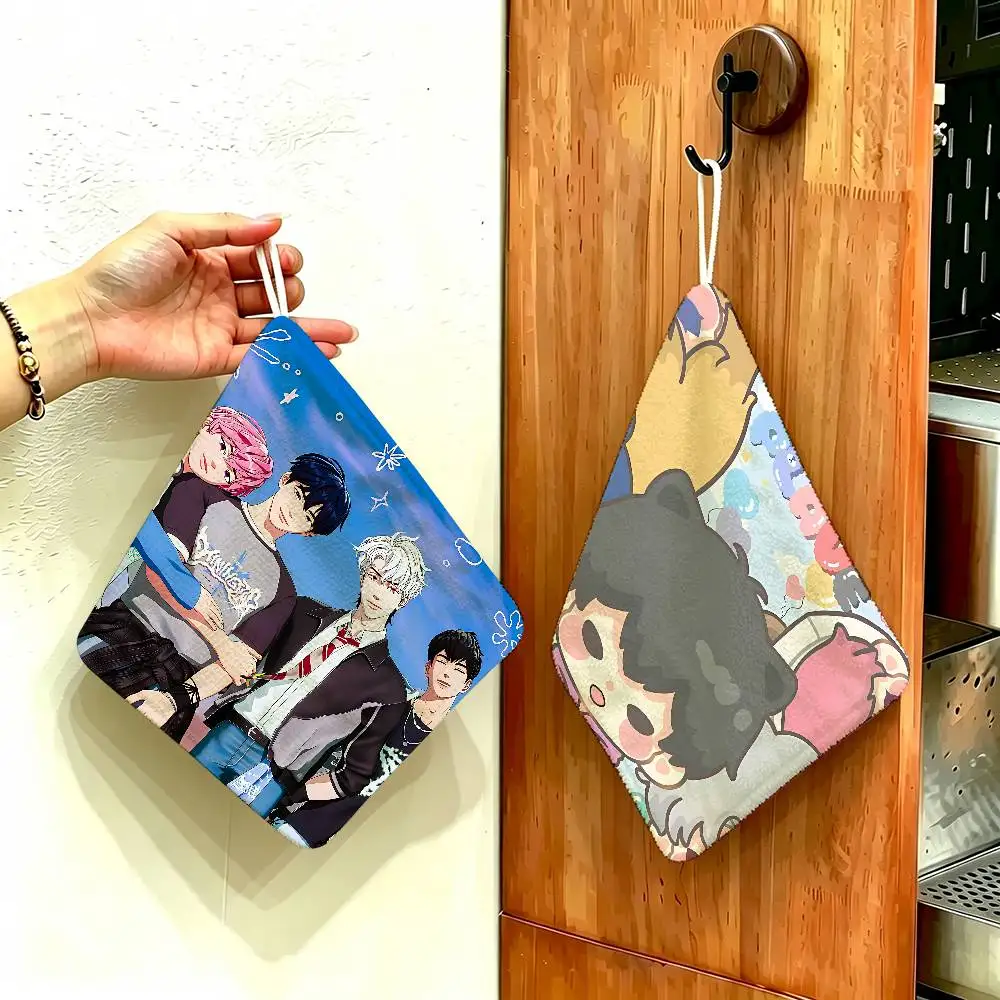 Kpop P-PLAVE Hängendes Polyester-Baumwoll-Handtuch, wiederverwendbares Handtuch zum Abwischen, verschleißfest für die Küchenspüle zu Hause