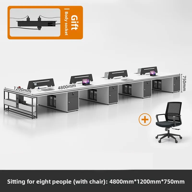 ！@Office Staff Desk and Chair Set: Simple, Modern, 4/6-person, Double-seat, Office Screen Cubicles, Financial Workstations image 6