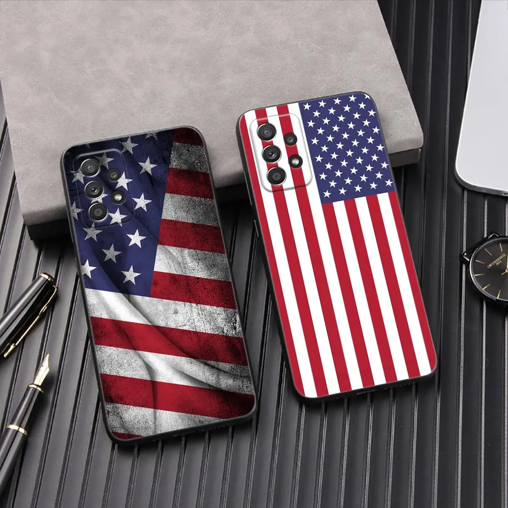 

American USA Flag Five-pointed Star Case For Samsung Galaxy A56 A55 A36 A26 A16 A54 A52 A72 A35 A34 A25 A21S A14 A06 Phone Cover