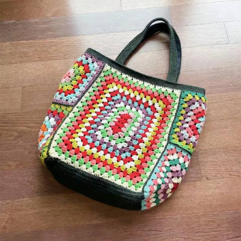 Bohemian Crochet Women Shoulder Bags Knitting Large Capacity Tote Bag Casual Lady Handbags Big Shopper Purses Summer Beach Bags