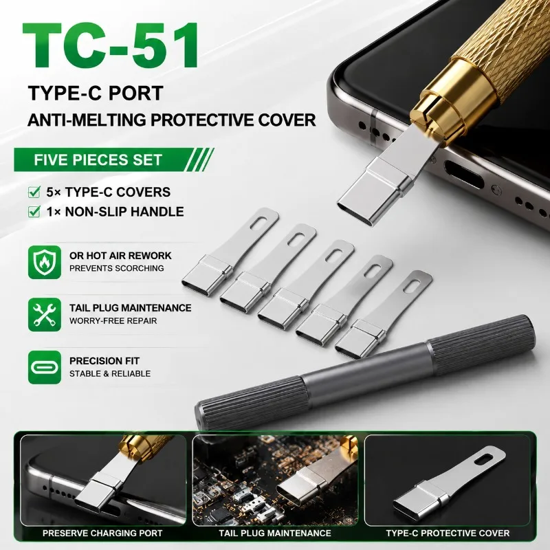 

MECHANIC TC-51 Type-C Tail Plug Anti-scald Protector Soldering High Temperature Resistant Repair Tool Kit