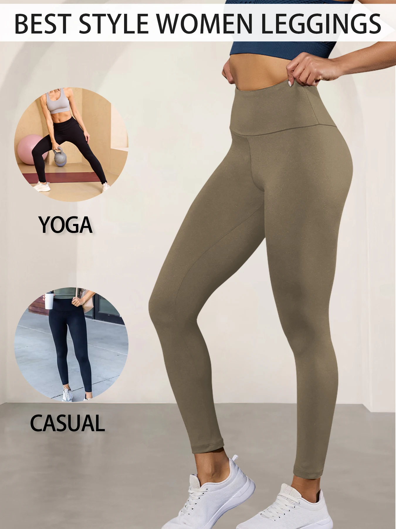 Women's High Waisted Leggings with Tummy Control - Super Soft Fabric Ideal for Yoga Running Workout and Relaxing at Home