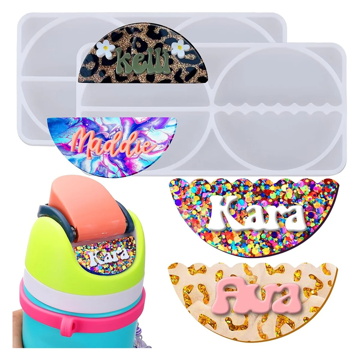 AA98 Name Tag Resin Mold Silicone,4cavity Name Tag Silicone Mold for Epoxy Resin,DIY Personalized Name Tag Making Accessories - view 3