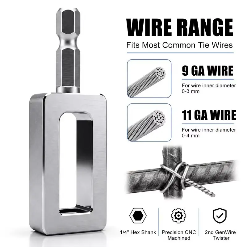 0-4mm Wire Electric Drill Wire Twister Tool Fast Knot Tightening for Fencing Gardening Farm For 9 & 11 Fence Wire Tying
