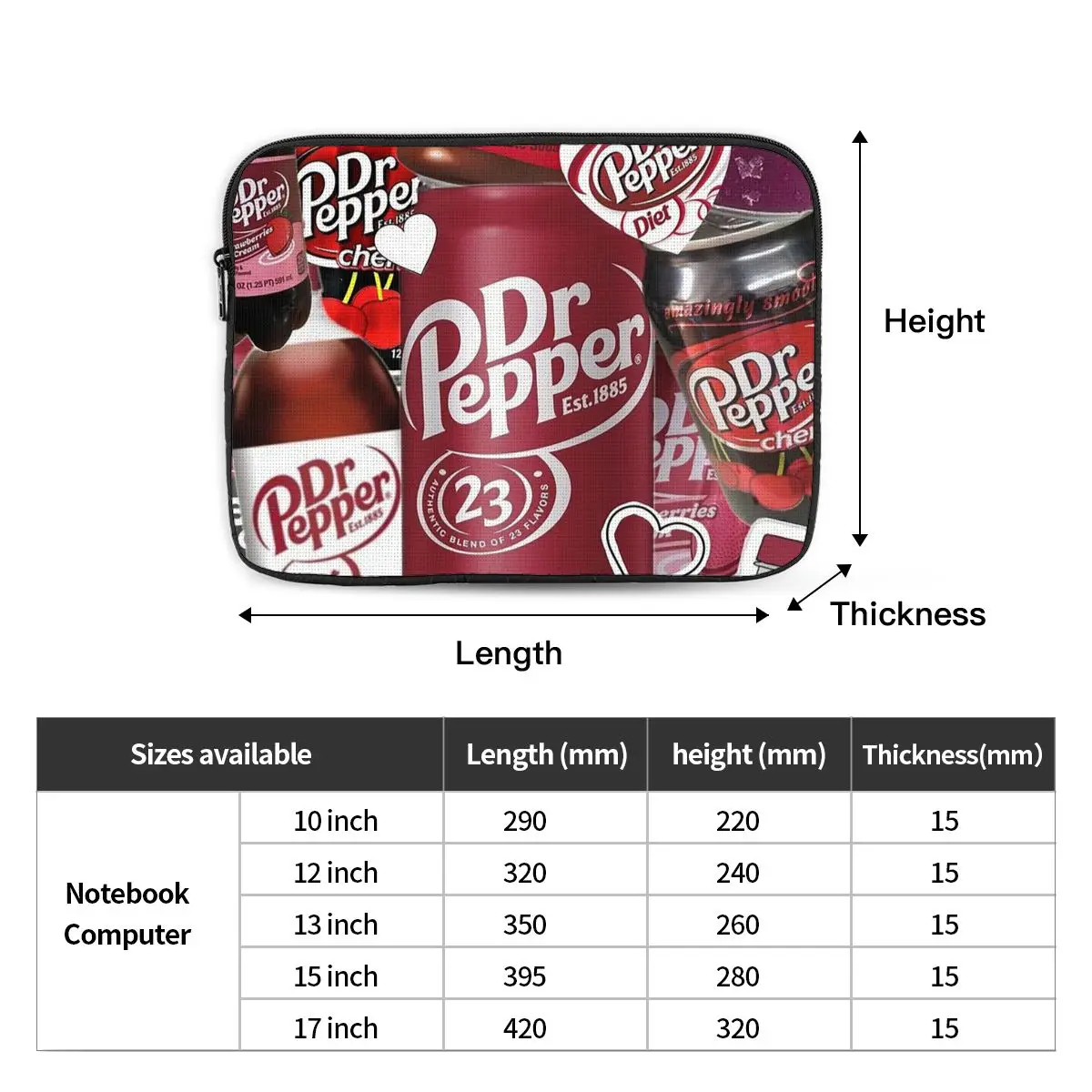 Dr Pepper Notebook Laptop Bag Case Pouch 10 12 13 15 17 Inch Notebook Sleeve Cover Bag Tablet Shockproof Case Bag