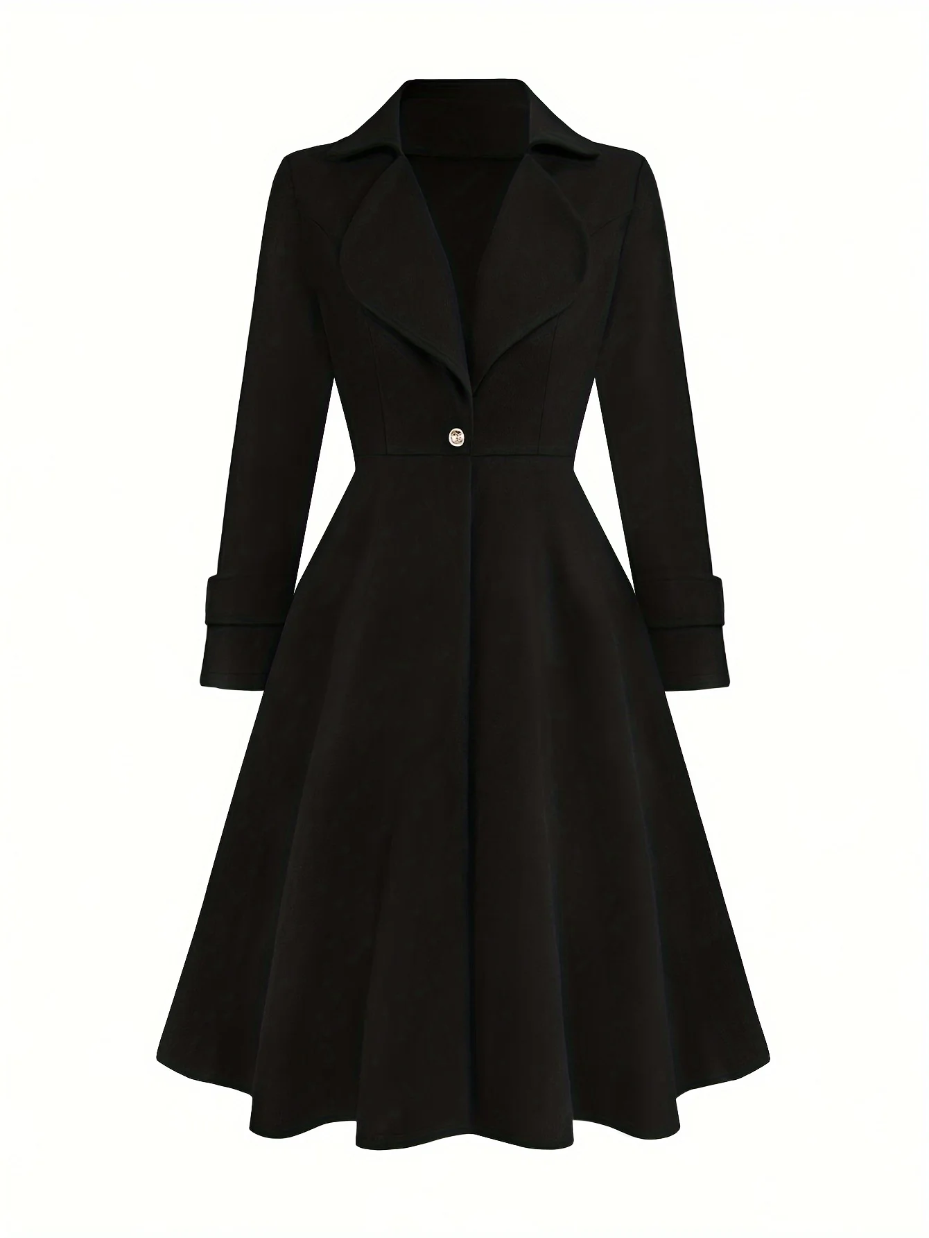 Plus size solid color medium and long temperament slimming one-button coat