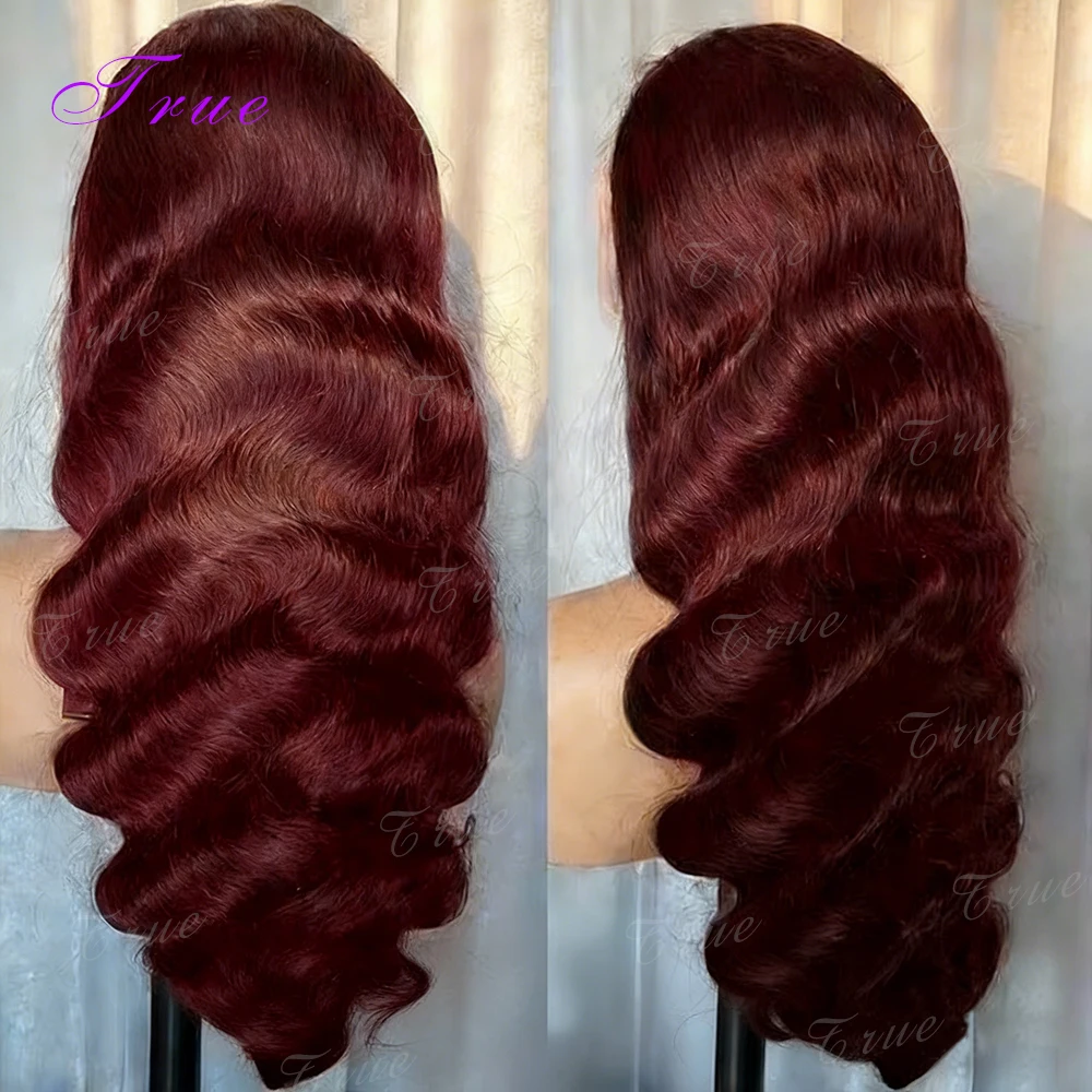 

30 40Inch 99J Burgundy Body Wave Human Hair Wig 13x6 Raw Hd Lace Front Wig Colored Red 250 Density Lace Frontal Pre Plucked Wigs