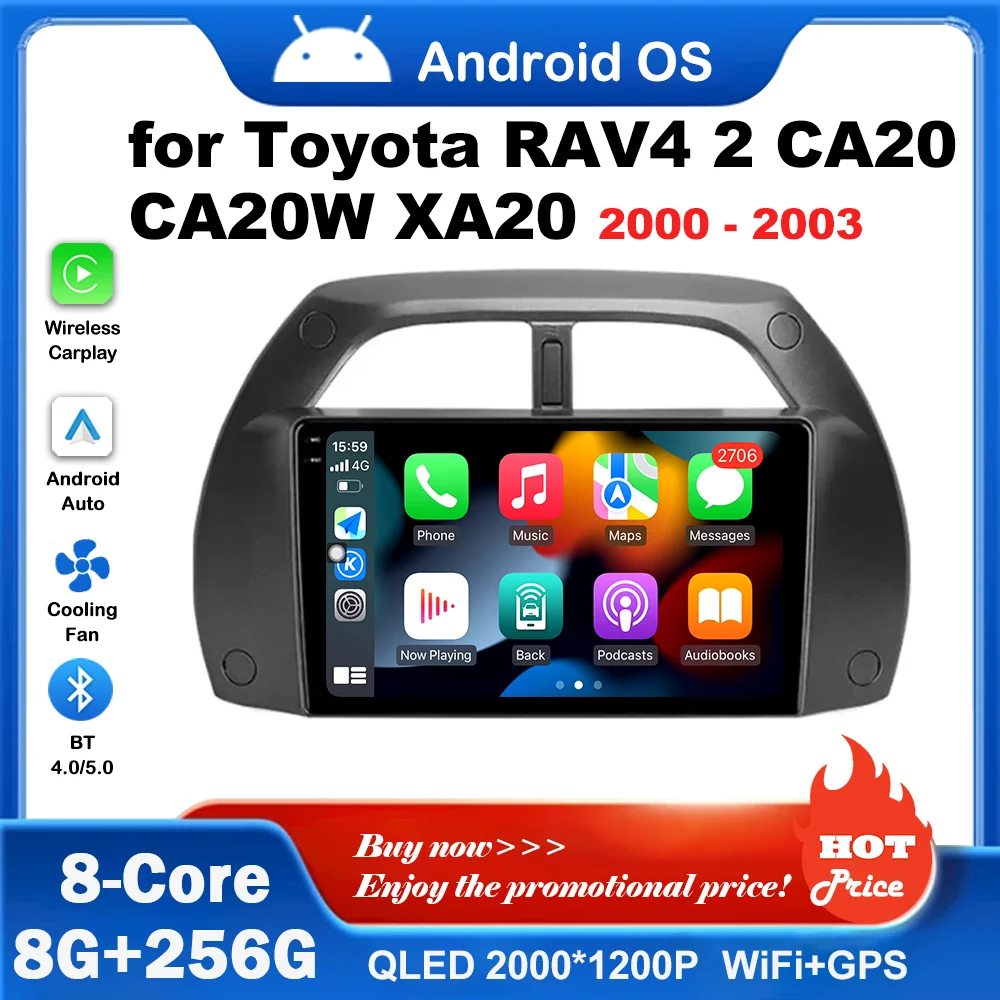 

for Toyota RAV4 2 CA20 CA20W XA20 2000 2001 2002 2003 Navigation GPS WiFi+4G Android OS Car Video Multimedia Player Split Screen