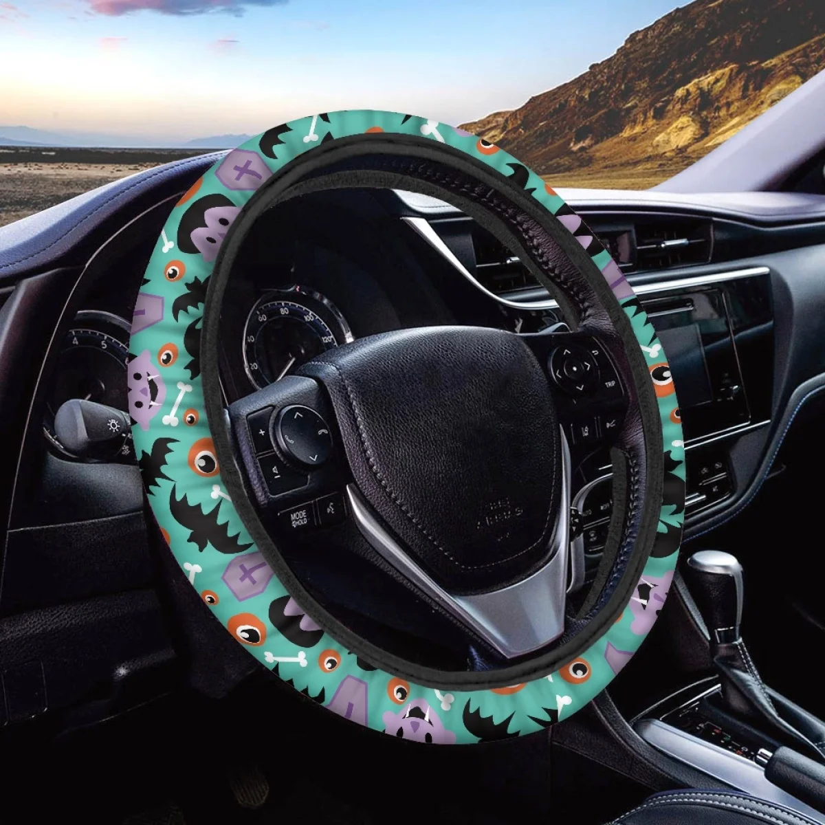 Witch Zombie Bat Spider Print Car Steering Wheel Covers Interest Anti-dirt Vehicle Clean Protector Interior Spare Parts for Men